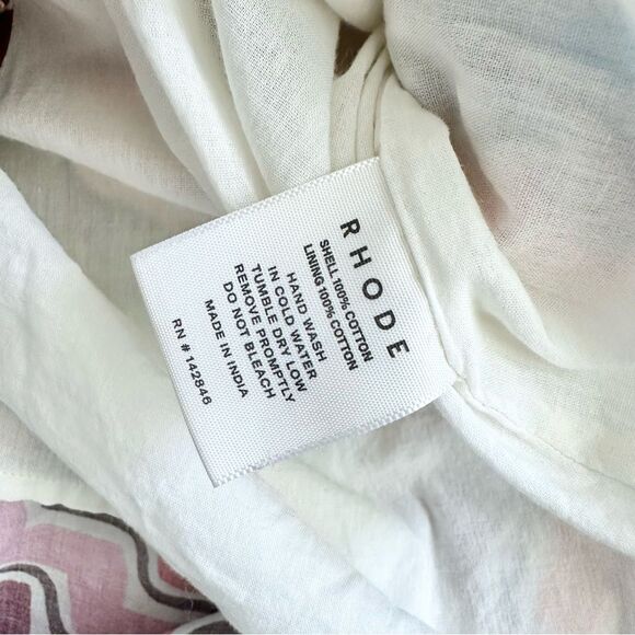 RHODE Ozzie Cotton Printed One Shoulder Dress in Multi Size Small - Picture 9 of 10